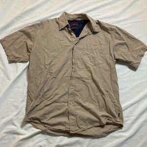 Wrangler Men's Tan Checkered Short Sleeve Shirt